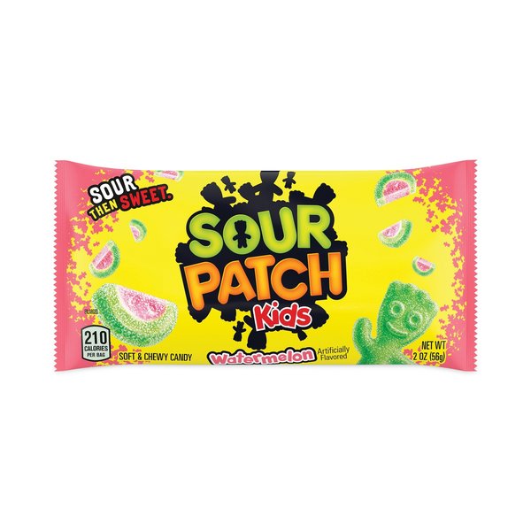 Sour Patch Kids Chewy Candy, Watermelon, 2 oz Bags, PK24, 24PK 1232